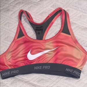 nike pro dri-fit bra orange medium